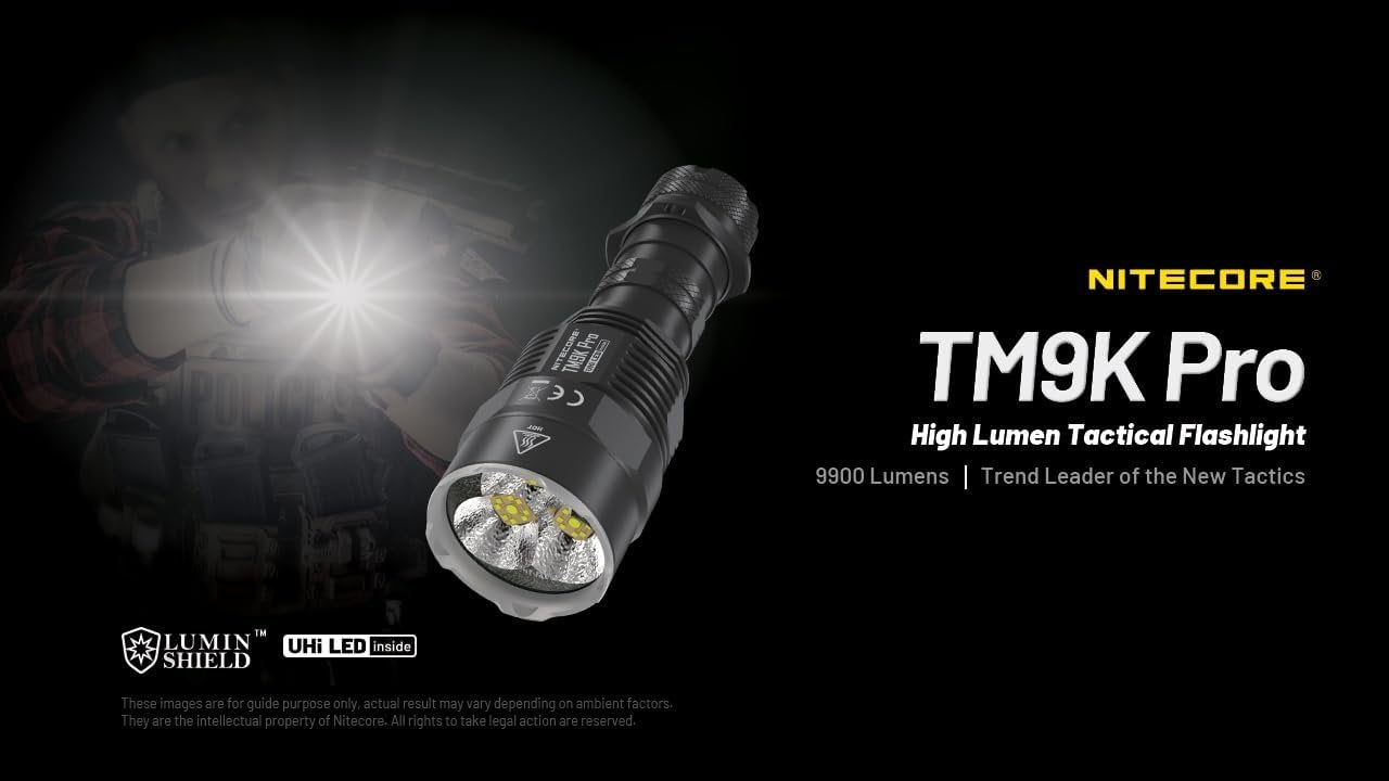 Nitecore TM9K Pro 9900 Lumen High Lumen Tactical Flashlight Sticker, Fast-Charging USB-C for Search and Rescue