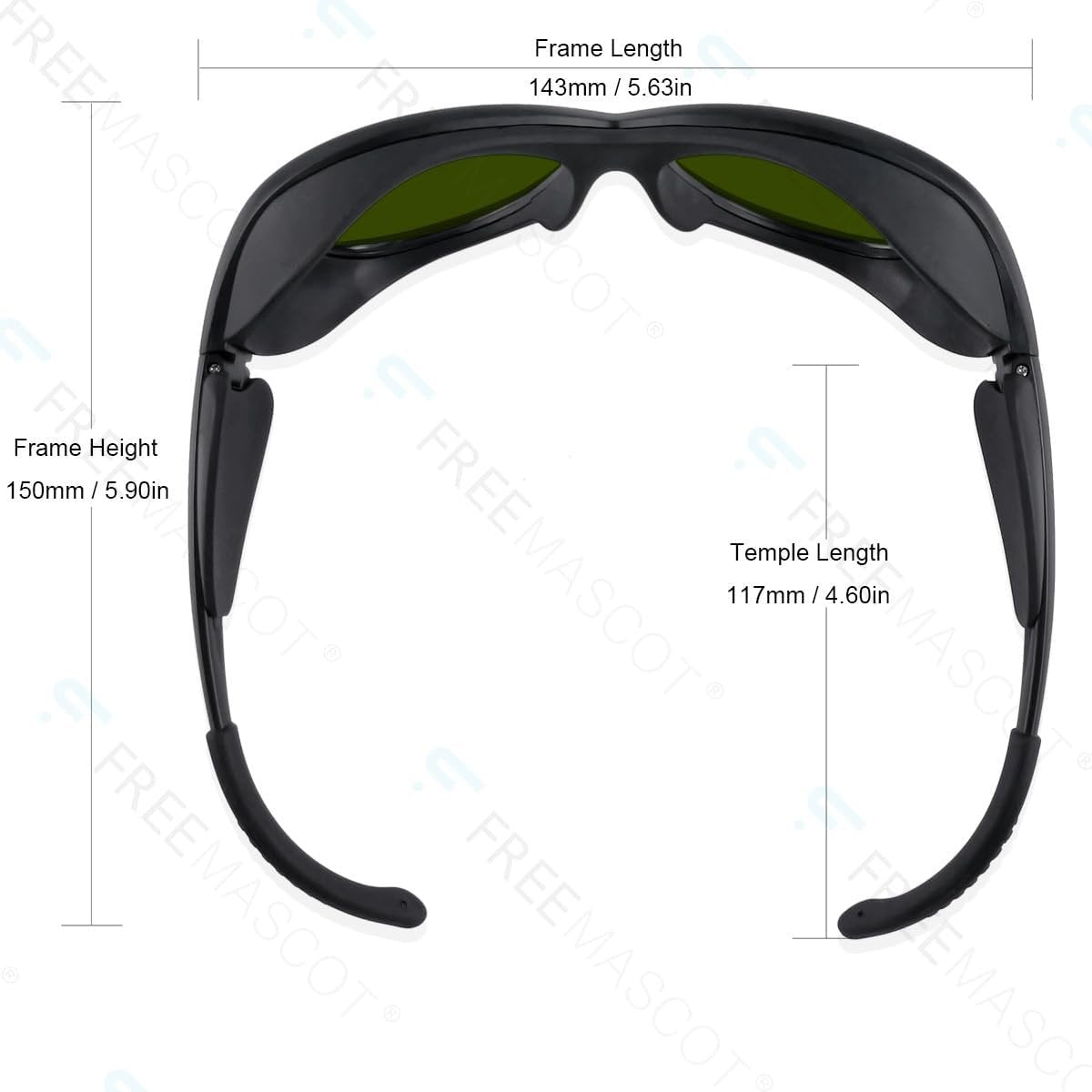 FreeMascot IPL Glasses 190nm-2000nm Laser Eye Protection Glasses for Tanning, Laser Hair Removal (Green)