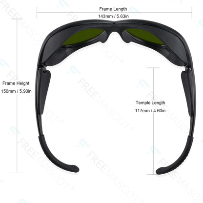 FreeMascot IPL Glasses 190nm-2000nm Laser Eye Protection Glasses for Tanning, Laser Hair Removal (Green)