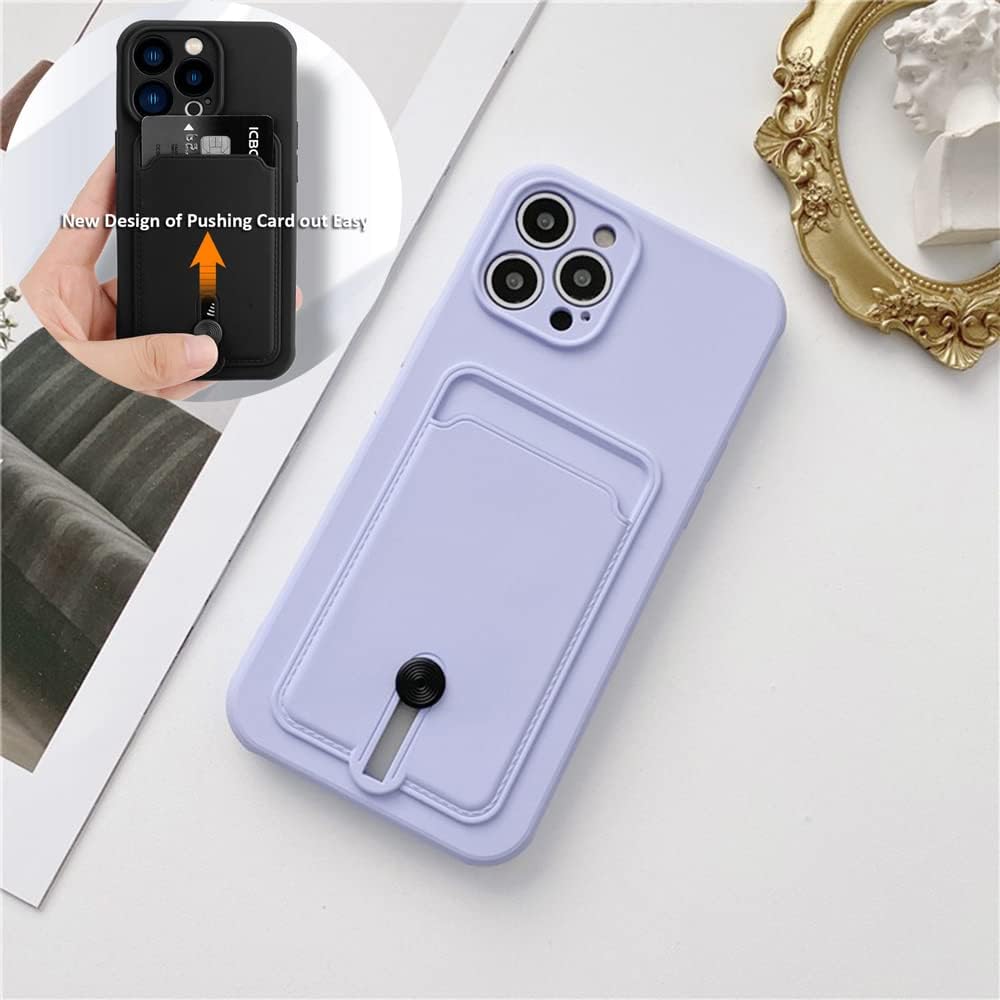 JIATAY for iPhone 11 Pro Phone Case with Card Holder [Slim + Protective] Silicone Phone Case iPhone 11 Pro Wallet Case for Women Men (Purple Blue)