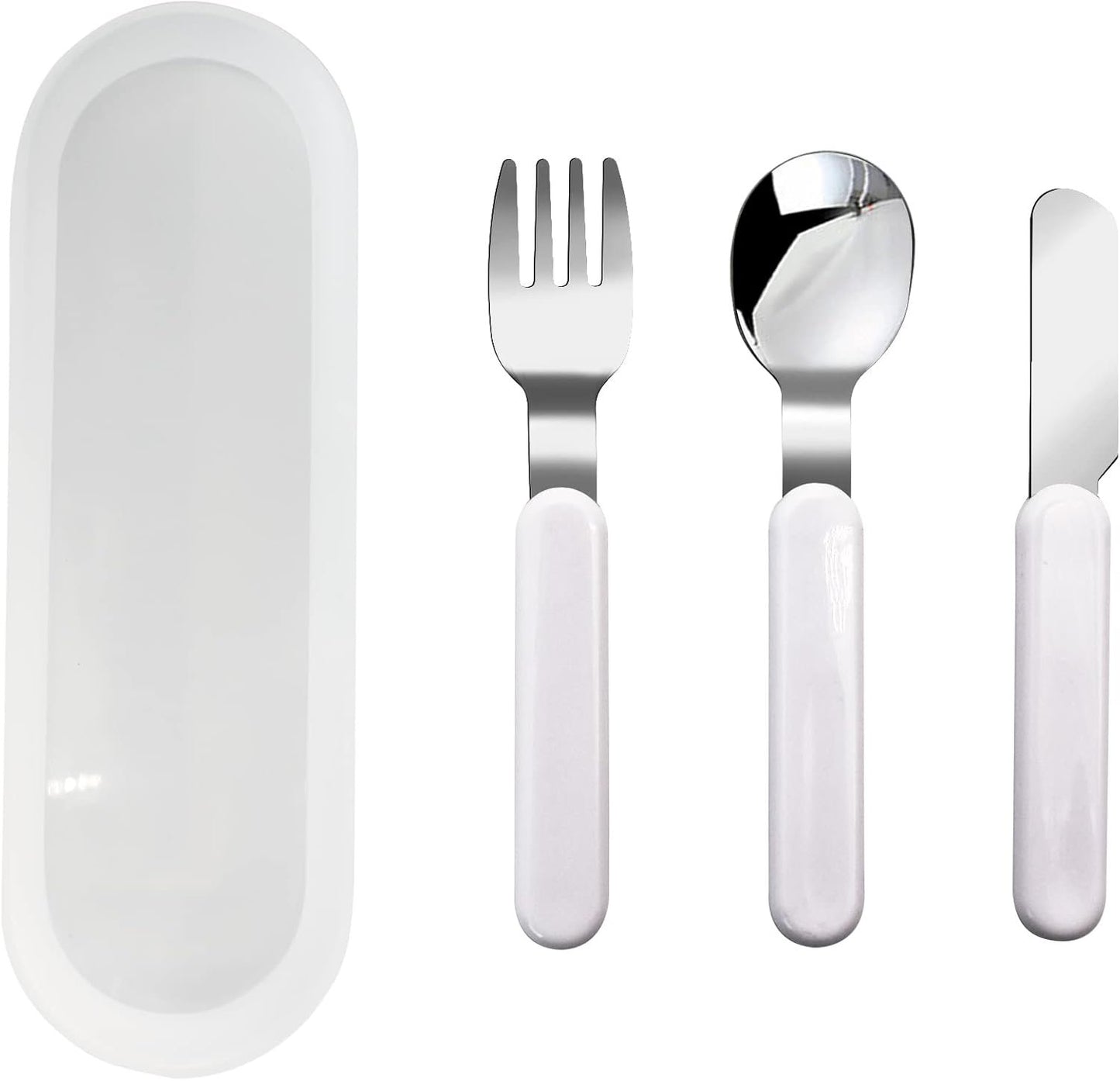 VANRA 3-Piece Children Knife Spoon Fork Set 18/10 Stainless Steel Child Flatware Set Kids Utensils Set with Case for Lunch Box (Fork Spoon Knife Combo)