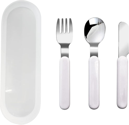 VANRA 3-Piece Children Knife Spoon Fork Set 18/10 Stainless Steel Child Flatware Set Kids Utensils Set with Case for Lunch Box (Fork Spoon Knife Combo)