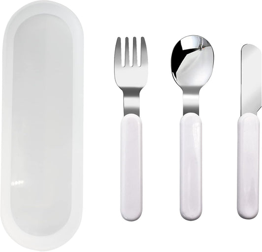 VANRA 3-Piece Children Knife Spoon Fork Set 18/10 Stainless Steel Child Flatware Set Kids Utensils Set with Case for Lunch Box (Fork Spoon Knife Combo)