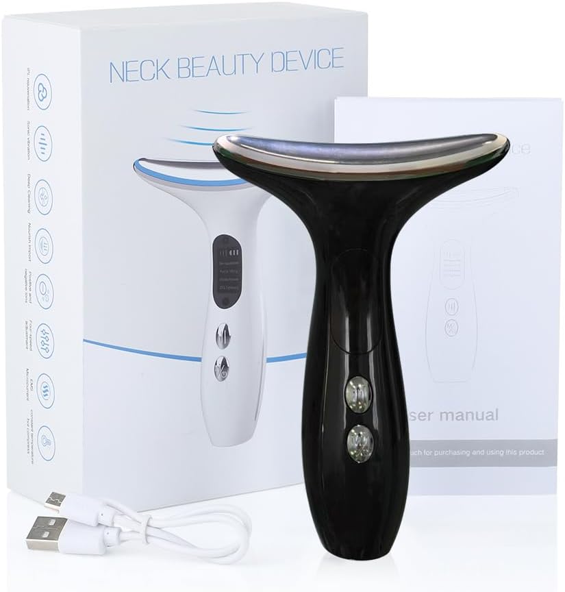 Face Massager for Neck Face, 3 Intensities, 4 Modes Face Firming Device for Neck Face, Portable Neck Face Lifting Device for Lifts and Tightens Skin, Firm Smooth, Black