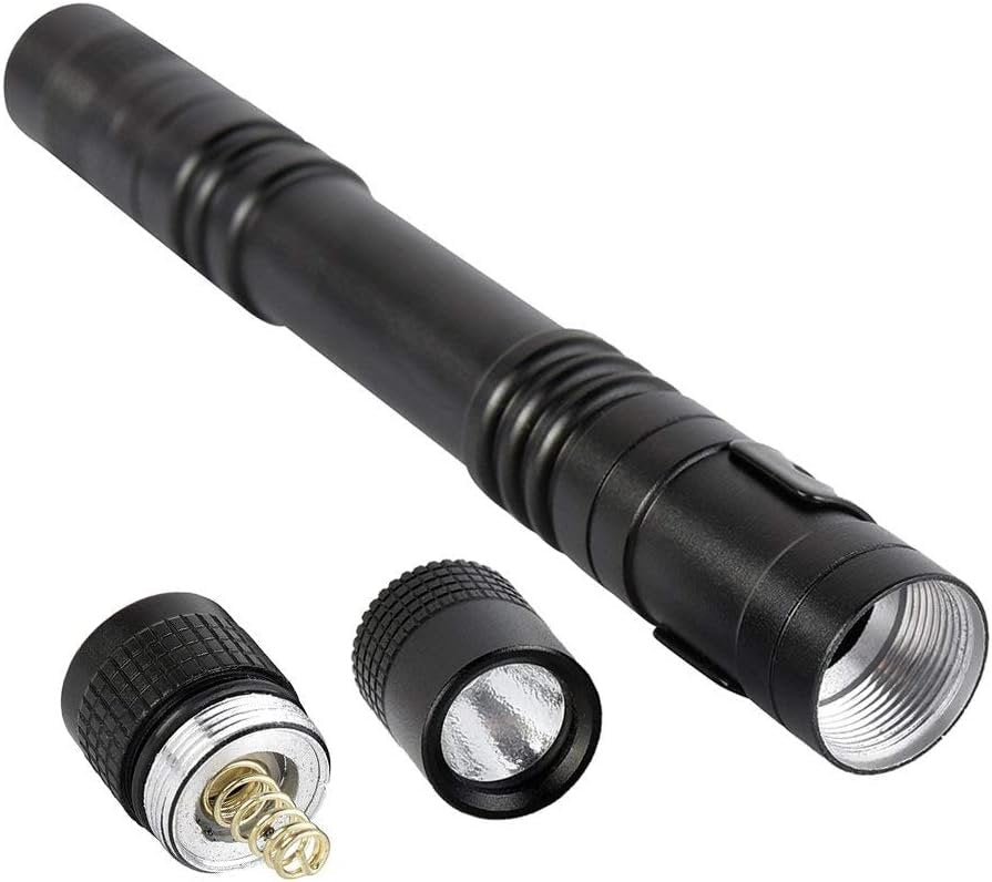4 Pcs 1000LM LED Penlight Flashlight Tactical Torch with Clip,Portable Mini Penlight, Small Waterproof Flashlight for,Check, Work, Repair and Security Night Patrols(13.3 cm) (4 Pack)