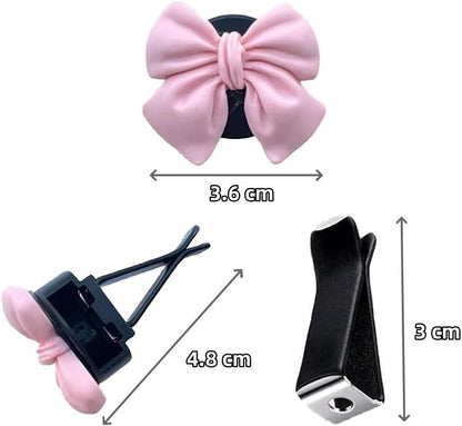 Decorative Car Bow Accessories Set, 6 Pieces, Interior Aesthetic Decor for Women (Pink)