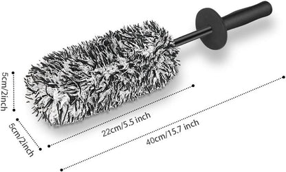 URAQT Car Wheel Brush, Microfibre Wheel Brush, Car Wheel Cleaner Brush, Optimal Care of Rims Without Scratches, for Cleaning for All Types of Rims (Black)