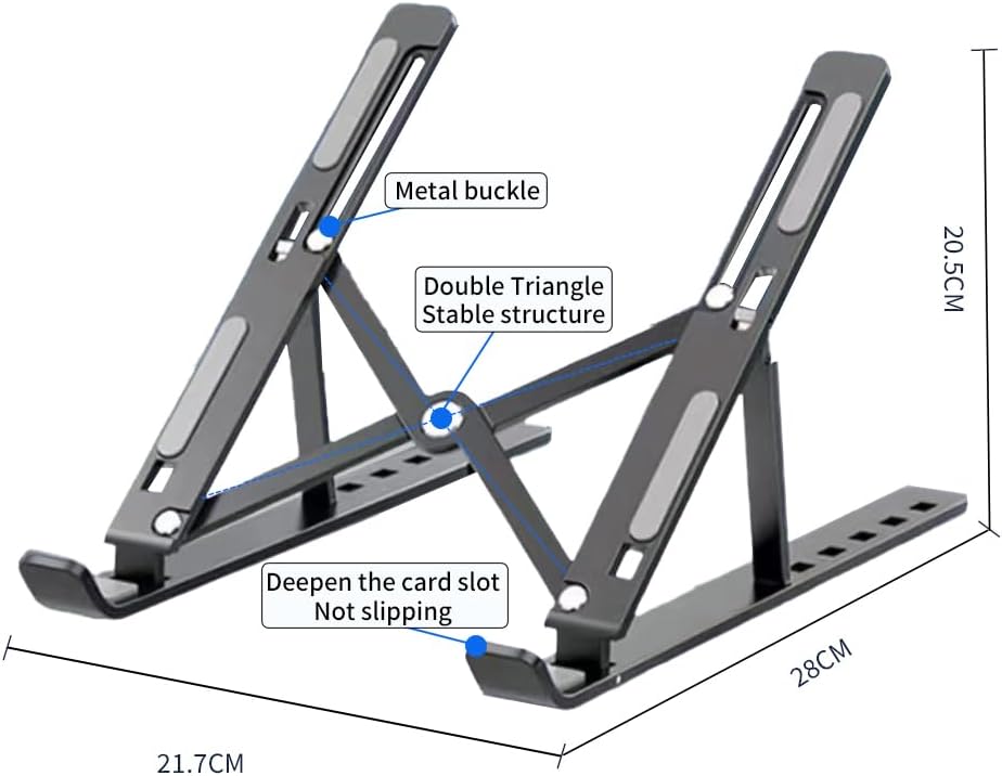 Lightweight Aluminum Laptop Stand,Portable & Foldable with Ergonomic 6-Height Adjustable Computer Stand, Compatible with Air, Pro, Dell, HP, Lenovo More 10-15.6" Laptops(Grey)
