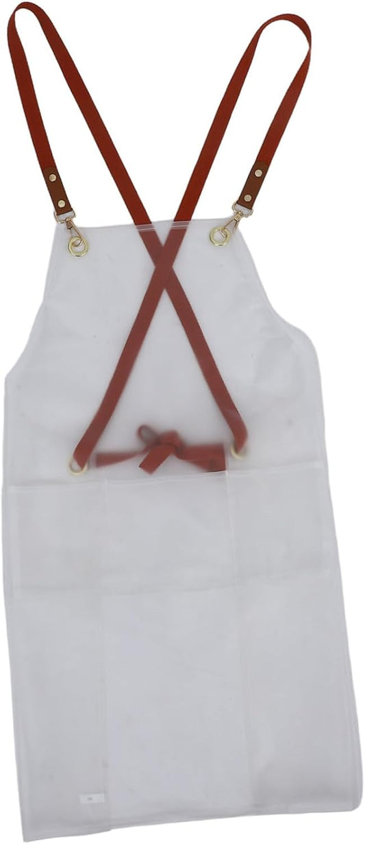 GETAJGHSD Transparent Apron with Adjustable Strap Oil Design for Art Studios Workshops and Home Kitchens Keeps Clothes Clean and Dry for Women