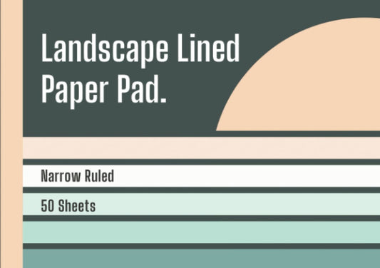 Landscape Lined Paper Pad, Narrow Ruled: Docket Writing Pad, Horizontal Orientation Lined Writing Paper Stationery Notepad