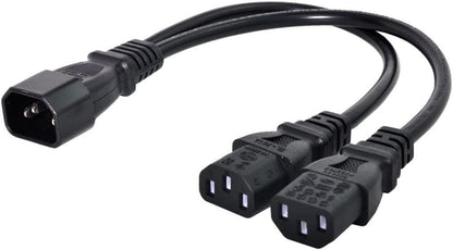 ChenYang IEC 320 C14 Male 1 to 2 C13 Female Y Splitter Power Extension Cable Adapter 10A 250V for Monitor/Computer/PDU Chassis/Printer