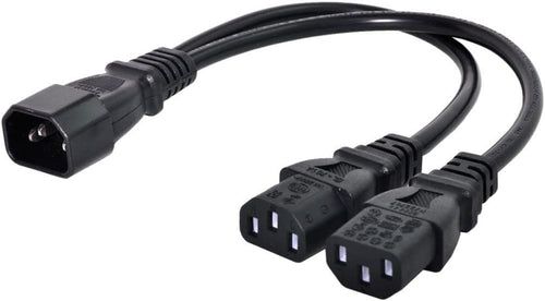 ChenYang IEC 320 C14 Male 1 to 2 C13 Female Y Splitter Power Extension Cable Adapter 10A 250V for Monitor/Computer/PDU Chassis/Printer