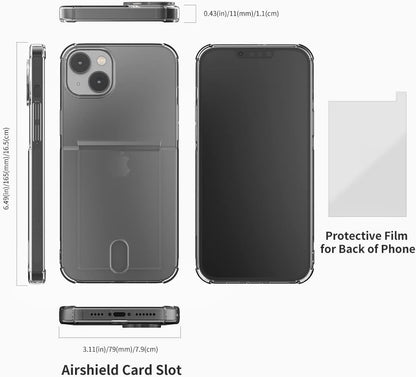 Air-Tip TPU Phone Case with Card Holder, Sinjimoru Slim Fit Clear Phone Wallet Case for Apple iPhone 12 13 14 Cell Phone Cover as Credit ID Card Sleeves. Air-Shield with Card Slot iPhone 14 Plus