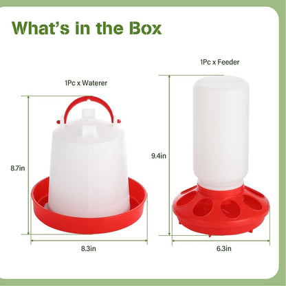Set di mangiatoia da 1 l e abbeveratoio da 2 l per pulcini, kit da appendere automatico per nutrire e innaffiare polli e anatre in allevatrici