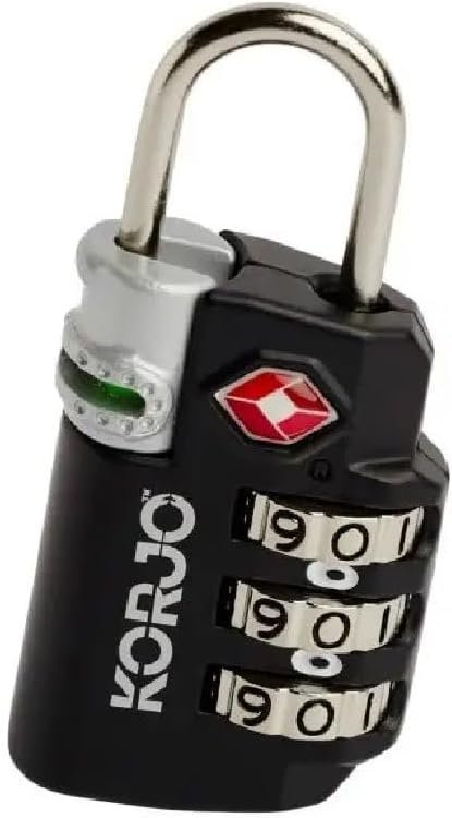 Korjo TSA Indicator Combination Lock, Travel Lock, Black