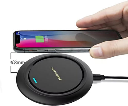 D10 Fast Wireless Charger Slim Charging Pad Dock - Compatible with Samsung, iPhone, Pixel, Android Smart Phone (Black) - Qi Enabled Devices - USB Connectivity - Minimalist Style