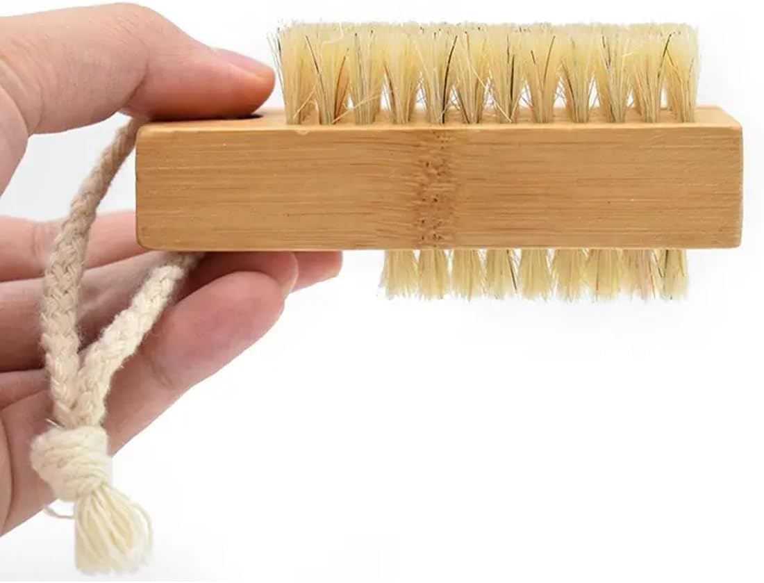 AIMALL 2pcs Bamboo Sisal Nail Brush Beech Wood Bristle Cleaning Brush, Eco-Friendly Nail Tools for Hand and Nail Care, Natural Bamboo Nail Brushes