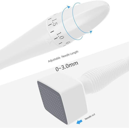 Derma Stamp, 140A Titanium Microneedling Stamp Adjustable dermastamp 0-3mm Derma Roller Microneedling Pen for Hair Beard Face Skin Care (DS140B-S01)