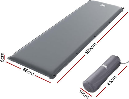 Weisshorn Single Camping Air Mattress, Self Inflating Blow Up Mattresses Bed Sleeping Pad Mat Outdoor Tent Caravan Road Trip Travel Hiking Gear, with Carry Bag Water Resistant Grey