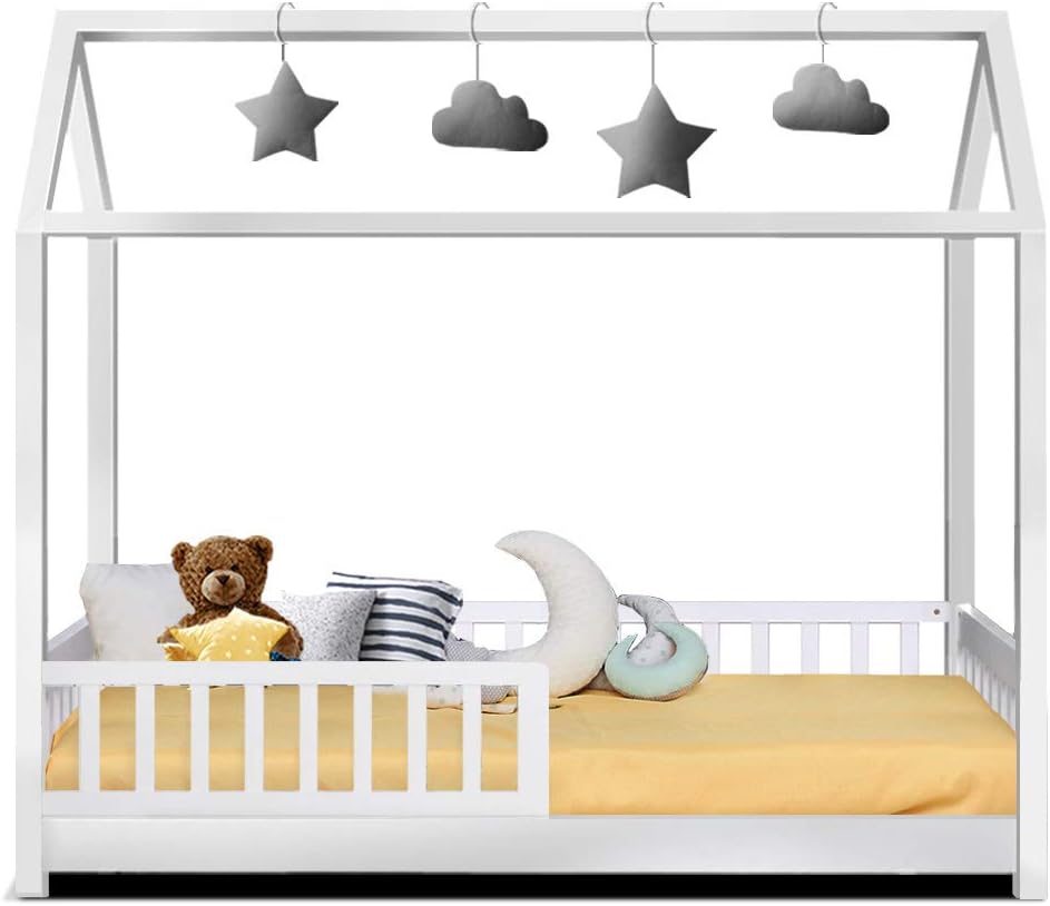 Artiss Single Bed Frame Day Beds Montessori Baby Toddler Kids Toddler Loft Floor Daybed Platform Wooden Timber Frames Base Bedroom Room Decor Home Furniture White, Modern Design
