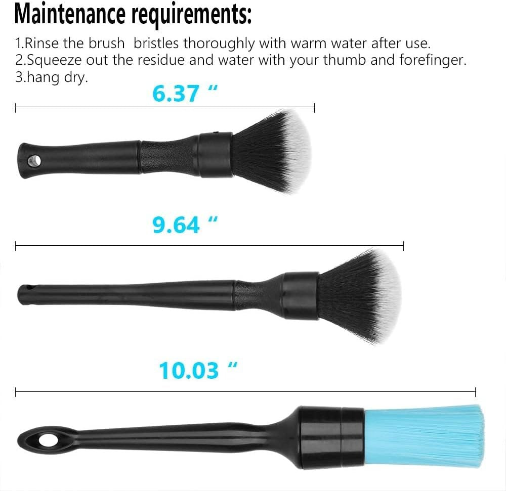 AntBooBoo 3 Pack Ultra-Soft Detailing Brush Set, Comfortable Grip and Scratch-Free Cleaning for Exterior, Interior Panels, Emblems, Badges, Gauge Cluster, Infotainment Screen