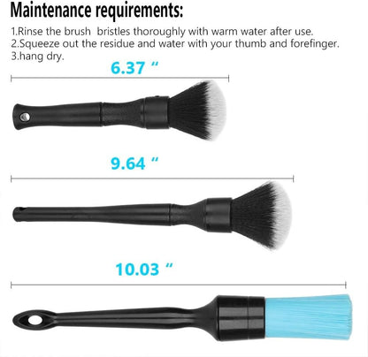 AntBooBoo 3 Pack Ultra-Soft Detailing Brush Set, Comfortable Grip and Scratch-Free Cleaning for Exterior, Interior Panels, Emblems, Badges, Gauge Cluster, Infotainment Screen