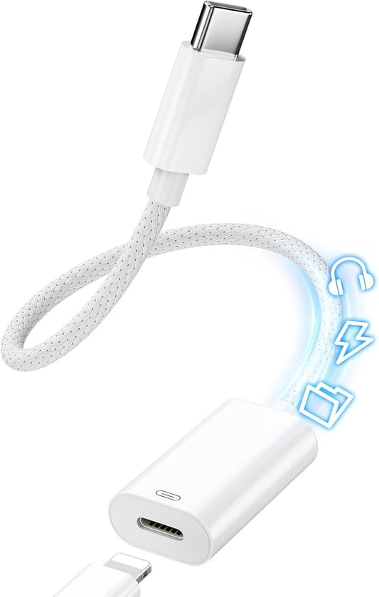 Lighting Female to USB C Adapter (Audio Decoding Cord,Fast Charging,Data) Lighting Wired Headphone Connector Cable for iPhone 15,16,iPad USB-C Accessory
