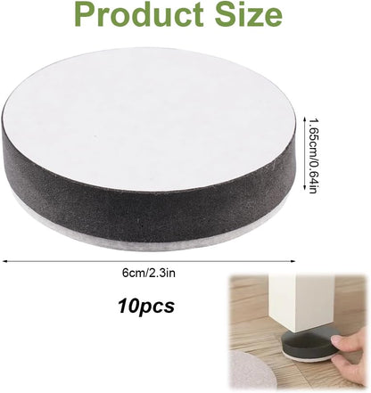 10 Pieces Furniture Feet Stickers, 6cm Round Furniture Risers for Bed Table, Non-Slip Felt Furniture Riser, Anti-Noise Floor Protectors for Furniture for Tables, Chairs, Sofas