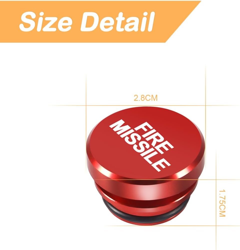 Osilly Dustproof Plug for Car Cigarette Lighter, Aluminum Button Decorations Plug Cover, Car Interior Accessories Fit Most Automotive Vehicles Boats with Standard 12 Volt Power Source (Red/Fire)