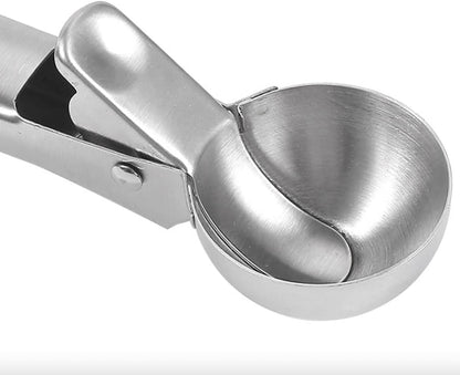 Folmywy 19.2 cm Ice Cream Scoop Trigger Lever Home Kitchen Gadgets Stainless Steel Portable DIY Baking Making Tool Fruits Melons Cookie Cupcake Muffin Meatball