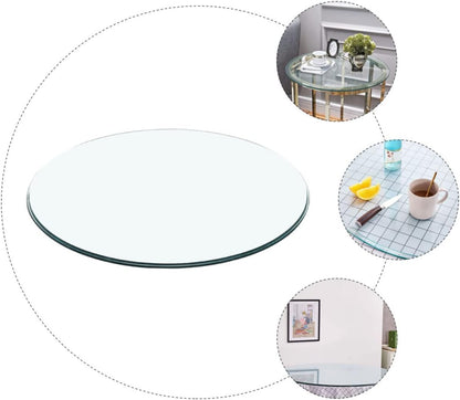 ANDRESLAD Round Glass Table Top Thickened Tempered Glass 38cm Diameter Shatterproof Easy to Clean Dining Table Top