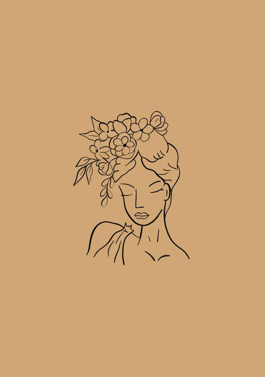 B5 Grid Notebook – 90 Pages | Elegant Woman Silhouette with Floral Headpiece Design | Durable & Artistic Stationery for Writing & Creativity