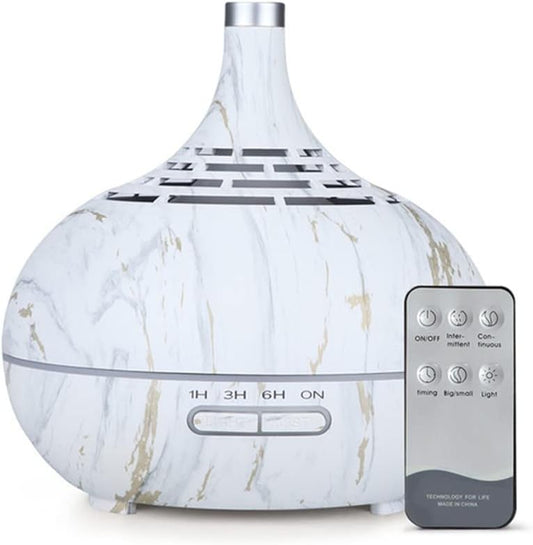 400ml Wood Grain Air Humidifier Remote Control Aroma Essential Oil Difuser Ultrasonic Cool Mist Maker Aromatherapy for Office Home Car (A)