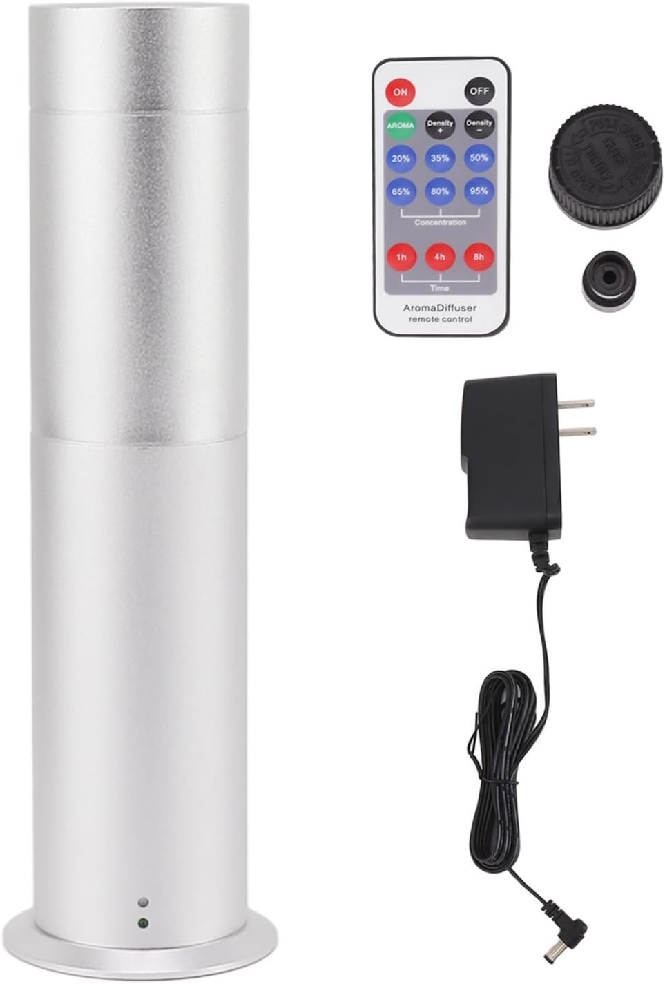 Scent Air Machine, Large Coverage Area Silver Cylindrical Shape Essential Oil Diffuser with Remote Control for Home (US Plug)
