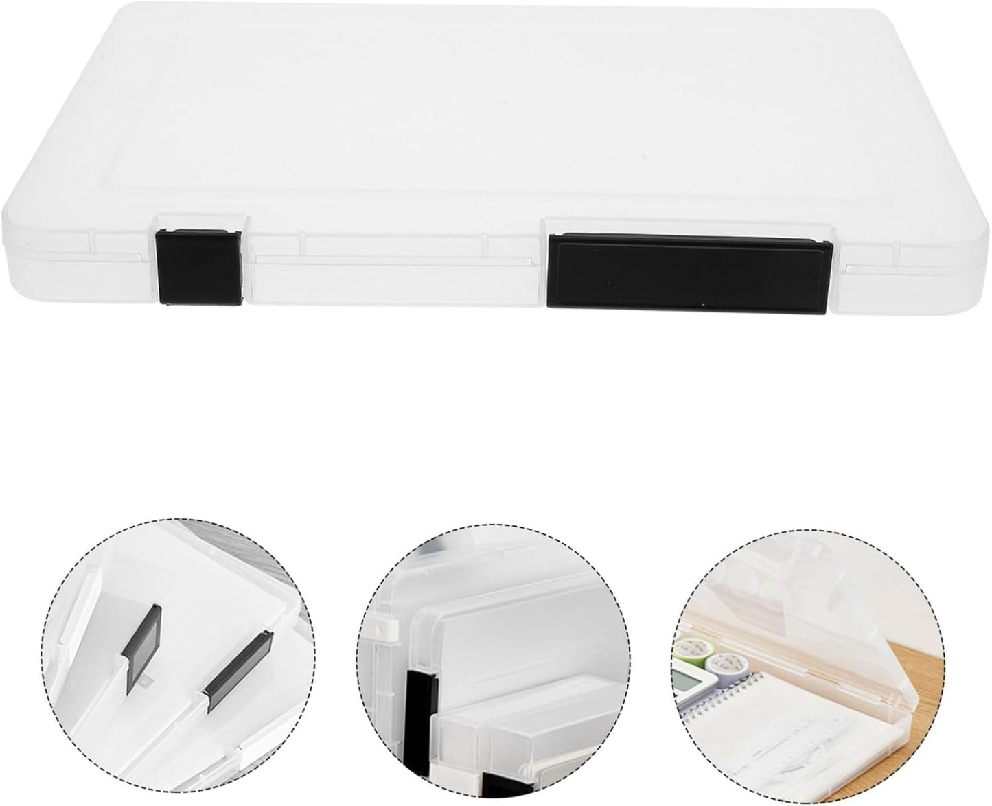 WEKAMOS Plastic Document Storage Box Slim Organizer for Office Supplies Magazines Craft Materials Stackable Design for Efficient Workspace Organization Secure Closure