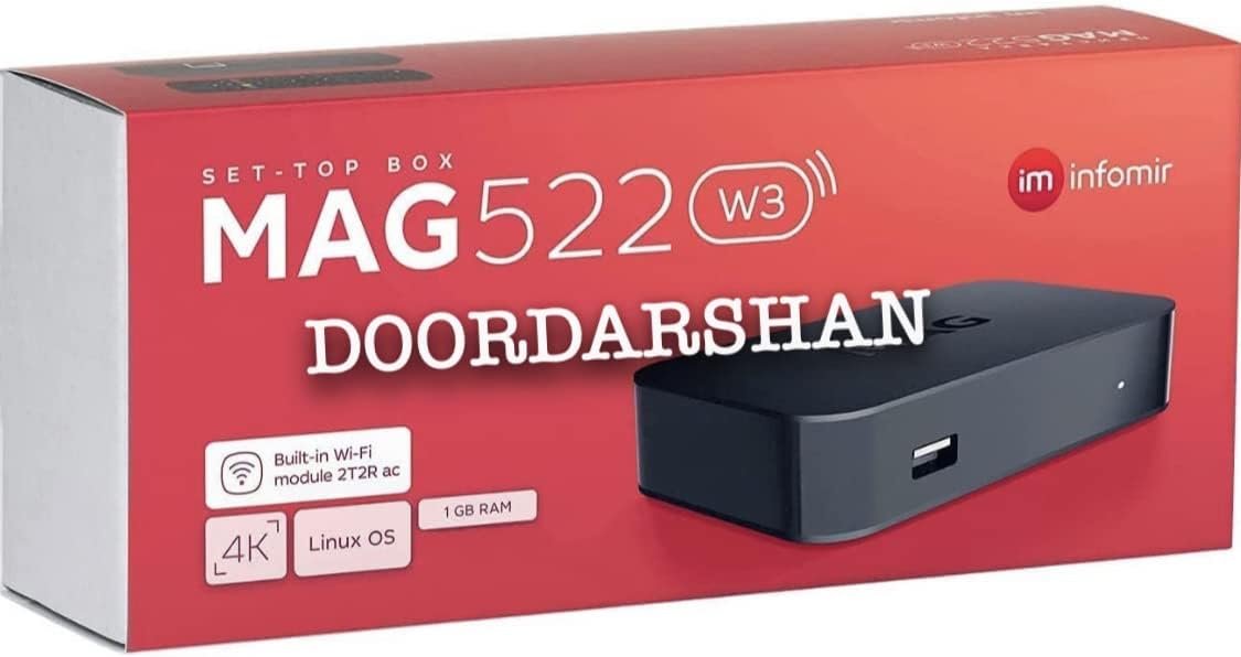 2022 DOORDARSHAN Latest Genuine Mag 522 W3 v2 4K HDR, Built-in Dual Band 2.4G/5G 2T2R ac WiFi, HDMI Cable (Much Faster Than Old Mag 420w1 and 322W1)