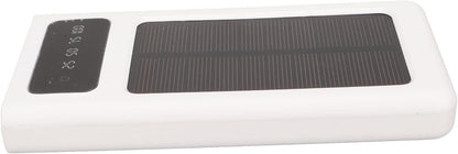 Solar Power Bank Portable 20000mAh Phone, Support Power Display 3 Output and 1 Input Cables and Flashlight, Portable Solar for Hiking Fishing and Traveling (White)