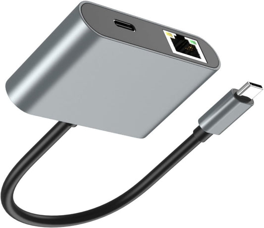 High Performances Type C to Ethernet Adapter with 2 USB3.0 Port for Reliability Internet Access and Quick Data Syncing