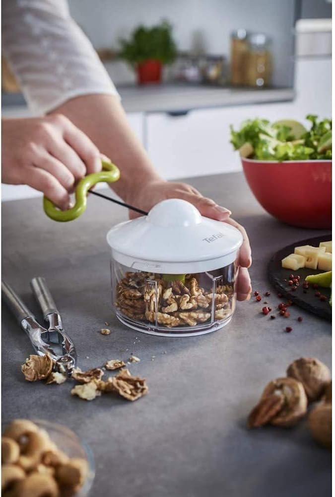 Tefal K1330404 Manual Food Chopper and Mixer with Stainless Steel Blades for Vegetables, Onions, Herbs and Nuts, 5 Second Chopper, 500 ml, Green - Dark Citronnelle