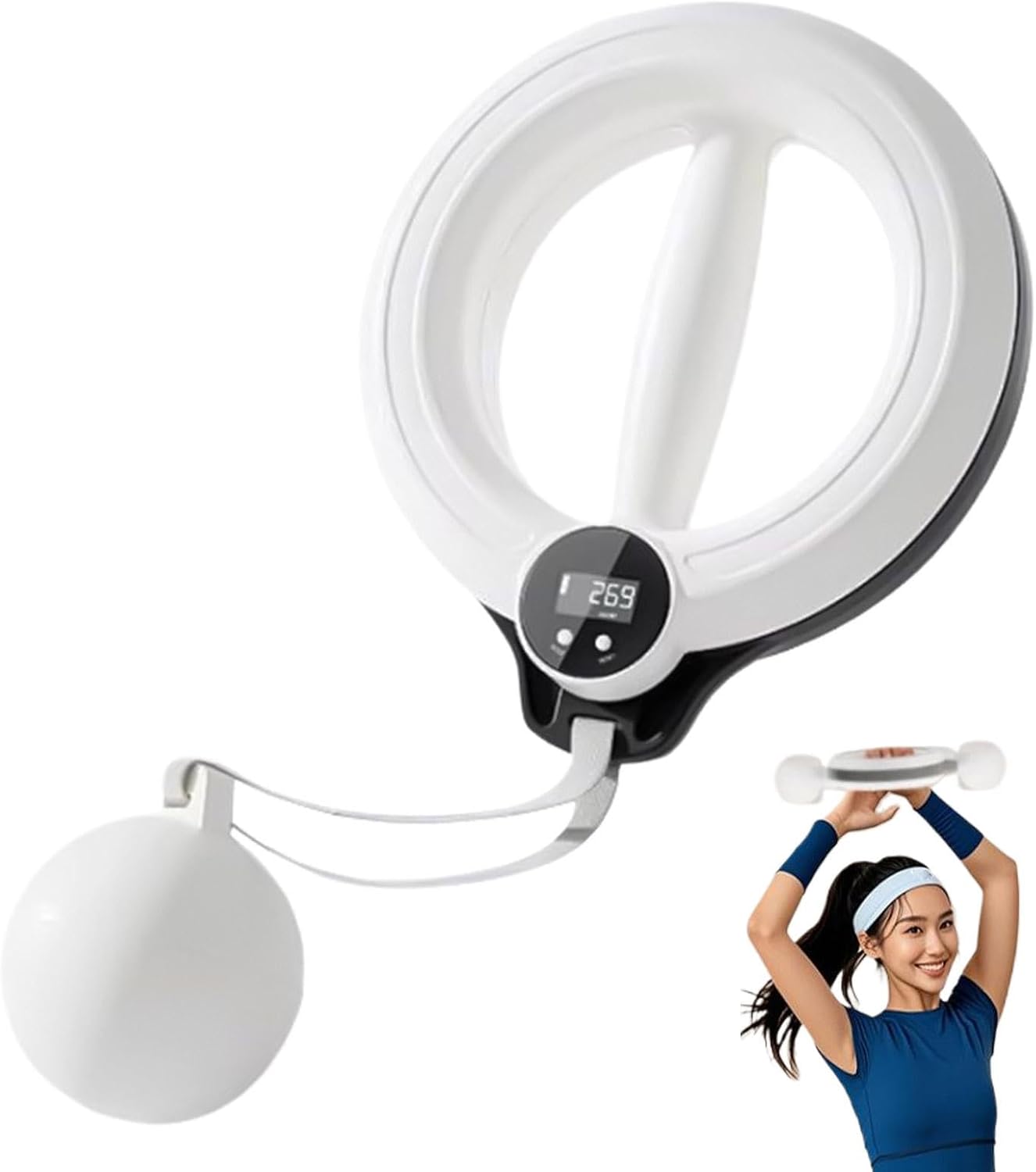 Weighted Hoop, Training Arm Strength Ring, Lightweight Portable Design Smart Waist Exercise, 360 Degree Rotating Fitness Gear for Hand Cranked Upper Body Workout, 48 x 6.3 Inch