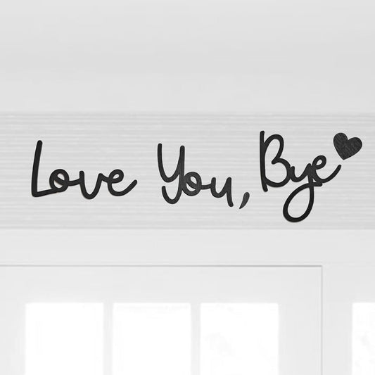 Black Love You Bye Sign above Door, Wooden Words Home Decor Wall, Express Love and Warm Sign with Stickers, Entryway Hallway Decor Indoor, Art Gifts for Bedroom Valentine's Day (1)