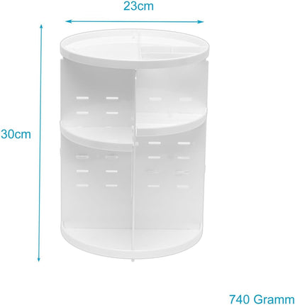 Intirilife 360 Degree Rotating Makeup Organizer in White - Cosmetic Box for Jewellery, Accessories, Makeup and Skin Care Products