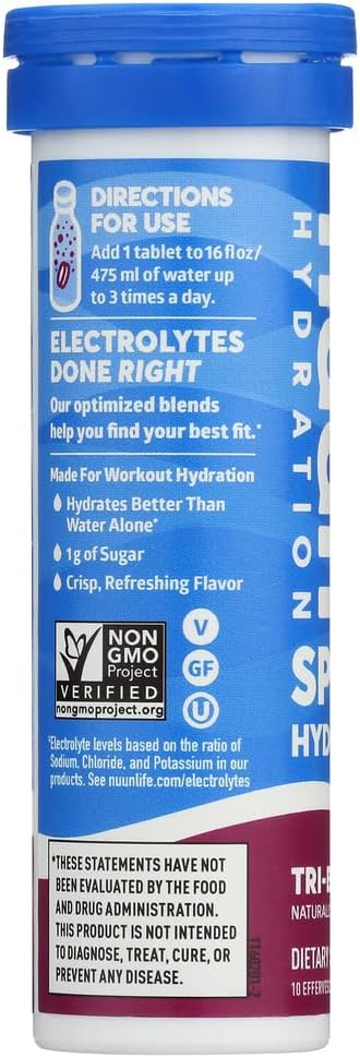 nuun Hydration Tri-Berry Electrolyte Enhanced Drink Tabs (6-Pack of 10 Tablets)