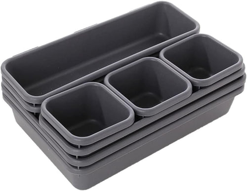 8PCS Kitchen Drawer Organiser Cutlery Tray Insert Cabinet Utensil Storage Box Light Grey