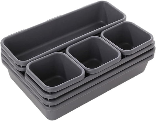8PCS Kitchen Drawer Organiser Cutlery Tray Insert Cabinet Utensil Storage Box Light Grey