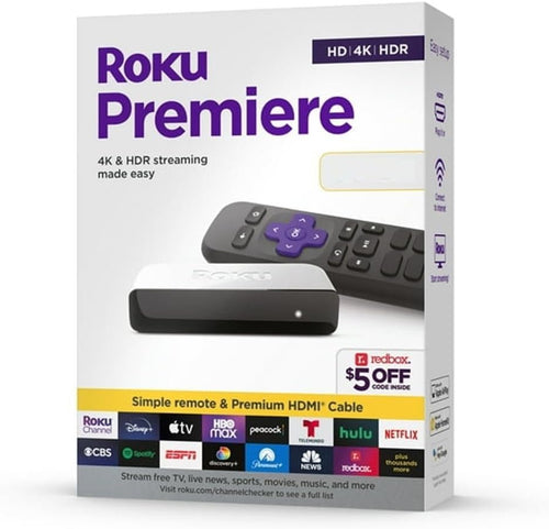 Roku Premiere Streaming Media Player HD/4K/HDR Simple Remote and Premium HDMI Cable & Bundled with Swanky Cables 6FT HDMI Cable (3920R)