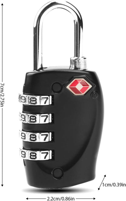TSA Approved Luggage Combination Locks, T Tersely 4 Digit Combination Padlock with Alloy Body TSA Lock for Travel Bag, Suit Case, Lockers, Gym, Bike Locks or Other (4-Pack)