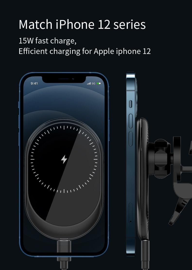 yuoscmc Car Charger Wireless, Magnetic Phone Holder with Wireless Charging, Universal Phone Mount Holder for Car Vent Wireless Charger iPhone 15/14/13, Samsung S24/S23/S22