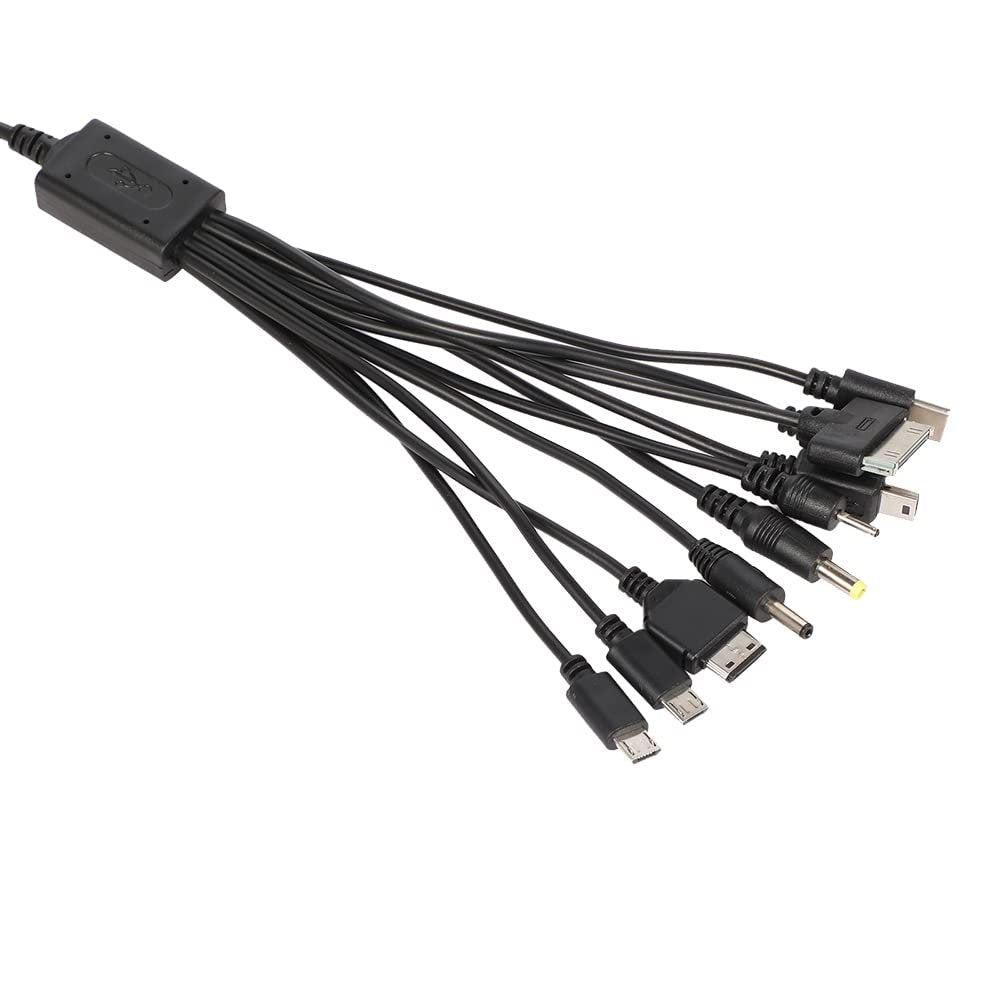 Cutwif 10 in 1 Universal Multifunction Cable Fit USB Charger Cell Mobile Phone Mp4 Zaf Black