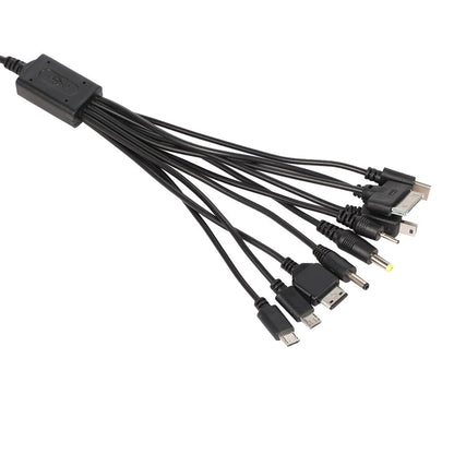Cutwif 10 in 1 Universal Multifunction Cable Fit USB Charger Cell Mobile Phone Mp4 Zaf Black